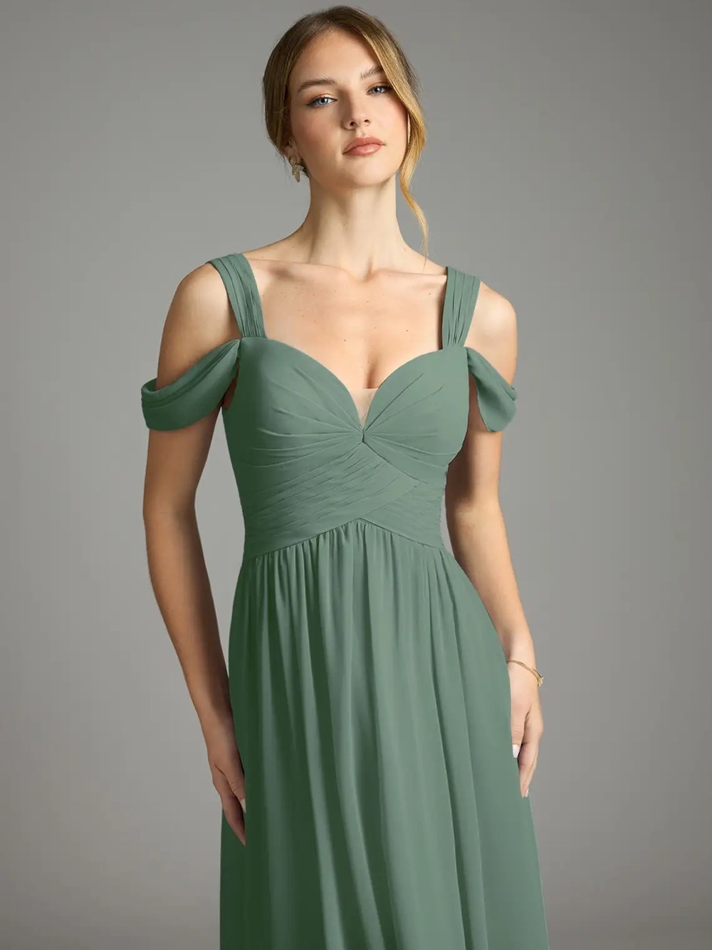 Azazie Lianne Sage Green Chiffon Bridesmaid Dress - Picture 7 of 15